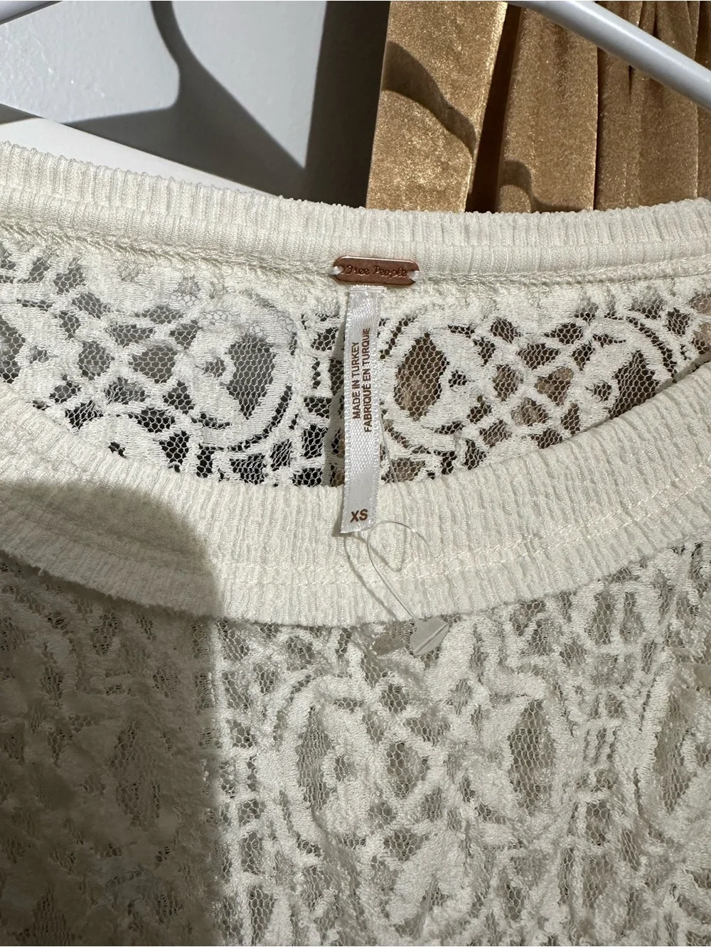 Free people Women’s Cream Textured Ruffle Knit Top